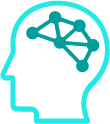 persons head with a network icon inside