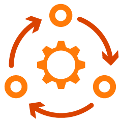 gear surrounded by circles and arrows
