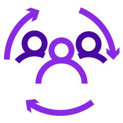 people inside circular arrows