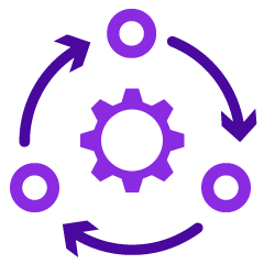gear surrounded by circles and arrows