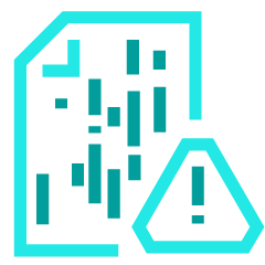 sheet of paper with code on it and a warning sign icon